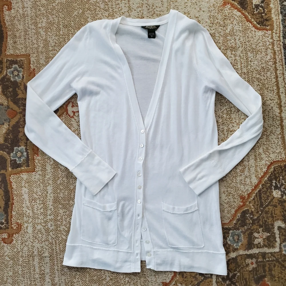 EDDIE BAUER Lightweight Longline Cardigan With Pockets M Tall